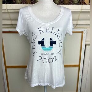 True Religion Ombre Horseshoe beaded letter t shirt NWOT